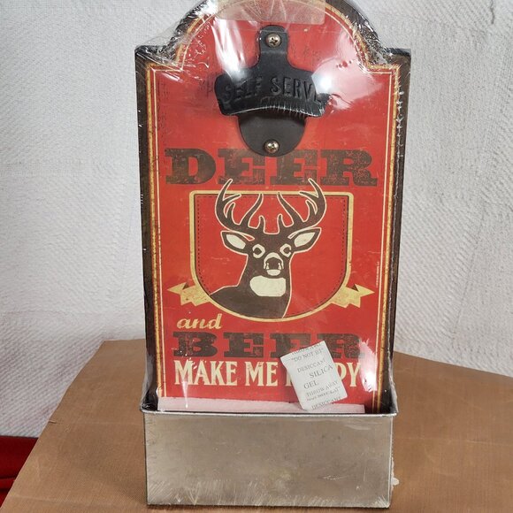 Open Road Brands Other - Open Road Brands Deer and Beer Make Me Happy Hanging Bottle Opener and Catcher